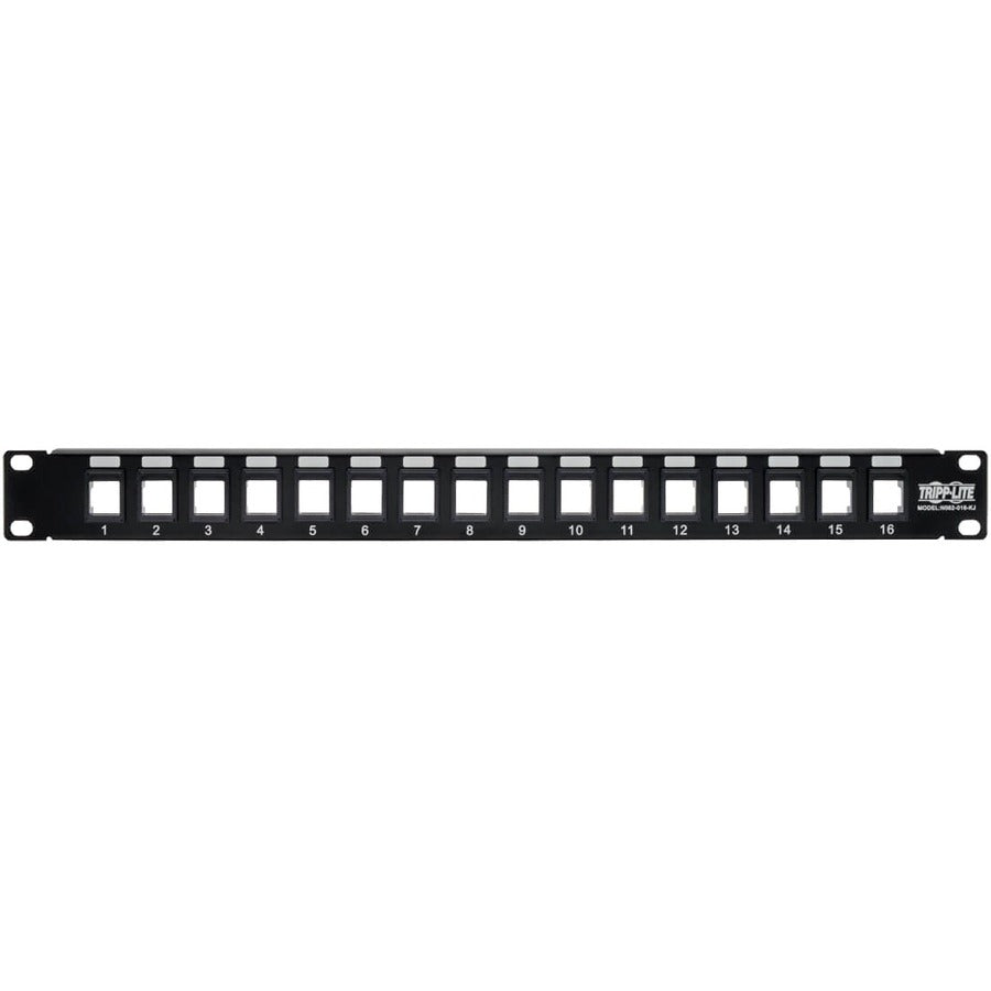 Eaton Tripp Lite Series 16-Port 1U Rack-Mount Unshielded Blank Keystone/Multimedia Patch Panel, RJ45 Ethernet, USB, HDMI, Cat5e/6 — N062-016-KJ