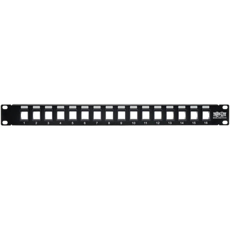 Eaton Tripp Lite Series 16-Port 1U Rack-Mount Unshielded Blank Keystone/Multimedia Patch Panel, RJ45 Ethernet, USB, HDMI, Cat5e/6 — N062-016-KJ
