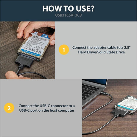 StarTech.com USB C To SATA Adapter - for 2.5" SATA Drives - UASP - External Hard Drive Cable - USB Type C to SATA Adapter — USB31CSAT3CB