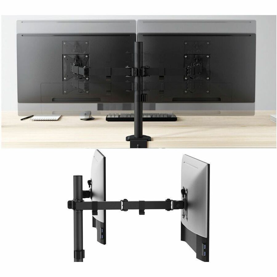 SIIG Dual Monitor Articulating Desk Mount - Fits 13" to 32" monitors - Max Load 19.8 lbs each - VESA Plate 75x75/100x100mm — CE-MT1822-S1