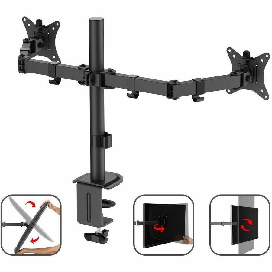 SIIG Dual Monitor Articulating Desk Mount - Fits 13" to 32" monitors - Max Load 19.8 lbs each - VESA Plate 75x75/100x100mm — CE-MT1822-S1