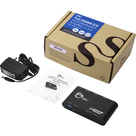 SIIG 1x2 HDMI 2.0 Splitter / Distribution Amplifier with Auto Video Scaling - 4K 60Hz HDR — CE-H22X11-S1
