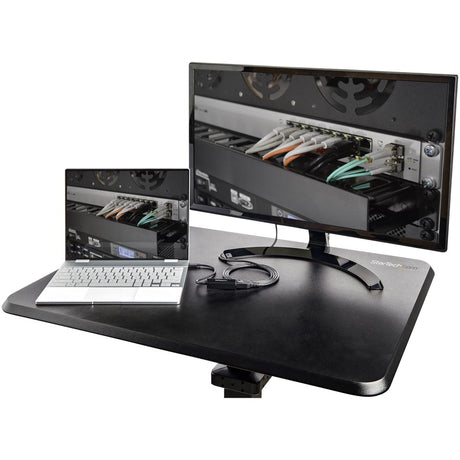 StarTech.com Mobile Standing Desk - Portable Sit-Stand Ergonomic Height Adjustable Cart on Wheels - Rolling Computer/Laptop Workstation — STSCART2
