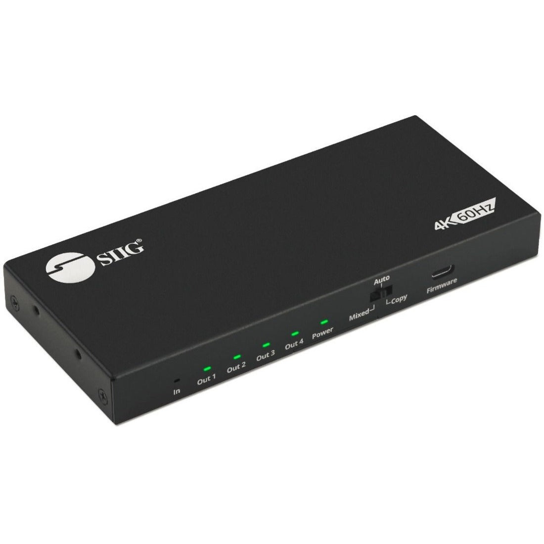 SIIG 4 Port HDMI 2.0 4K 60Hz HDR Splitter with EDID and Downscaling Feature — CE-H26C11-S1