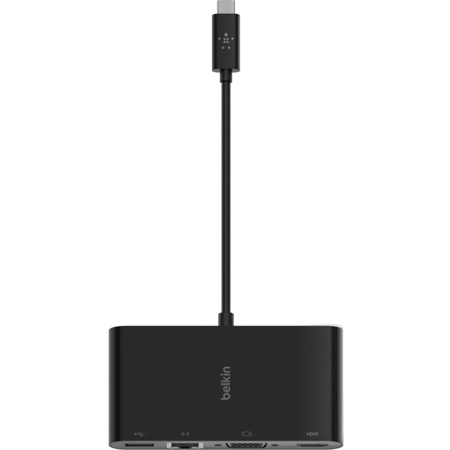 Belkin USB-C Multiport Adapter, USB-C to HDMI - USB A 3.0 - VGA - Ethernet, up 4k Resolution — AVC005btBK