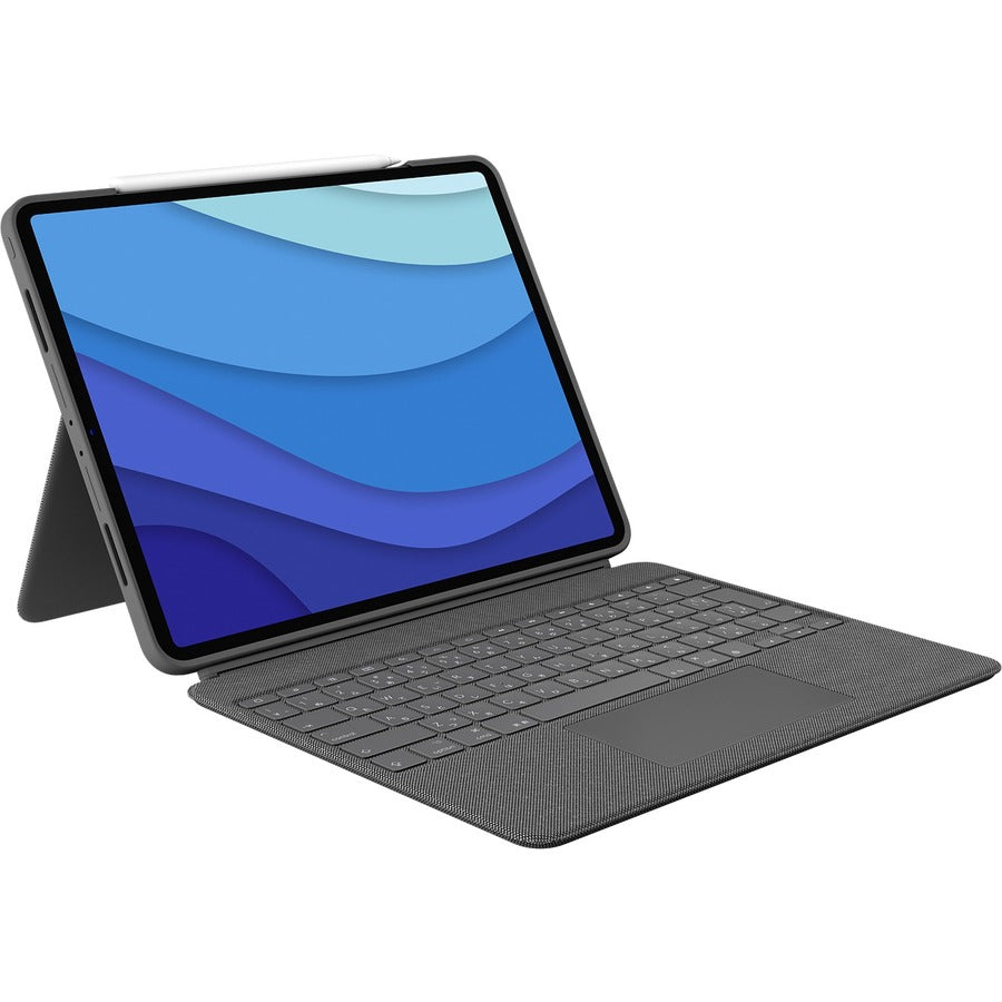 Logitech Combo Touch Keyboard/Cover Case for 12.9" Apple, Logitech iPad Pro (5th Generation) Tablet - Oxford Gray — 920-010097