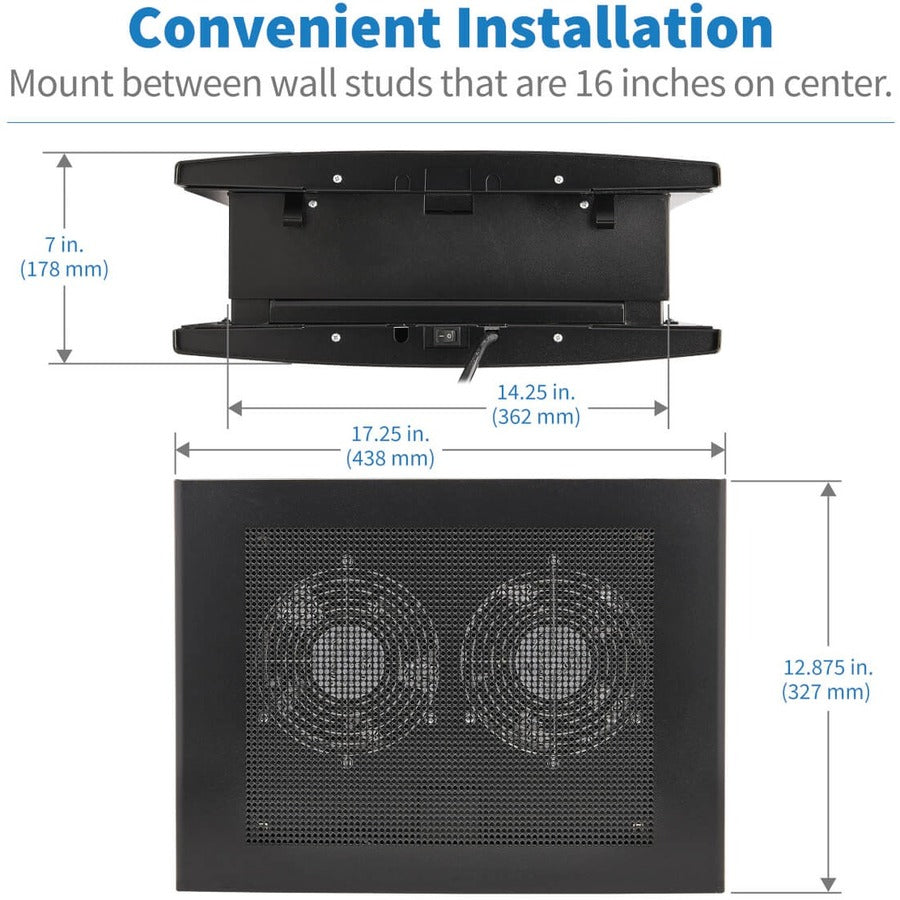 Eaton Tripp Lite Series Network Closet Exhaust Fan, 475 CFM, NEMA 5-15P Input, Black — SRCLOSETFAN