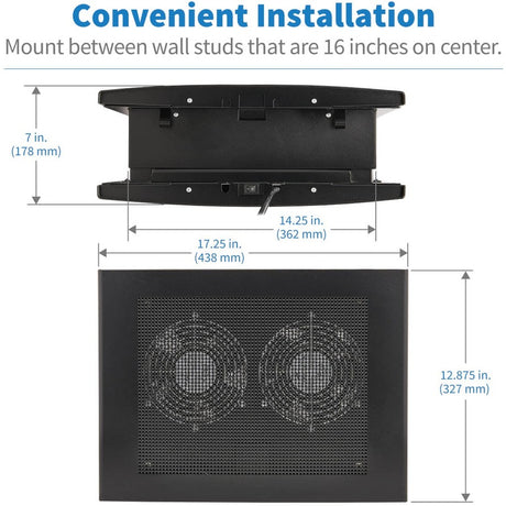 Eaton Tripp Lite Series Network Closet Exhaust Fan, 475 CFM, NEMA 5-15P Input, Black — SRCLOSETFAN