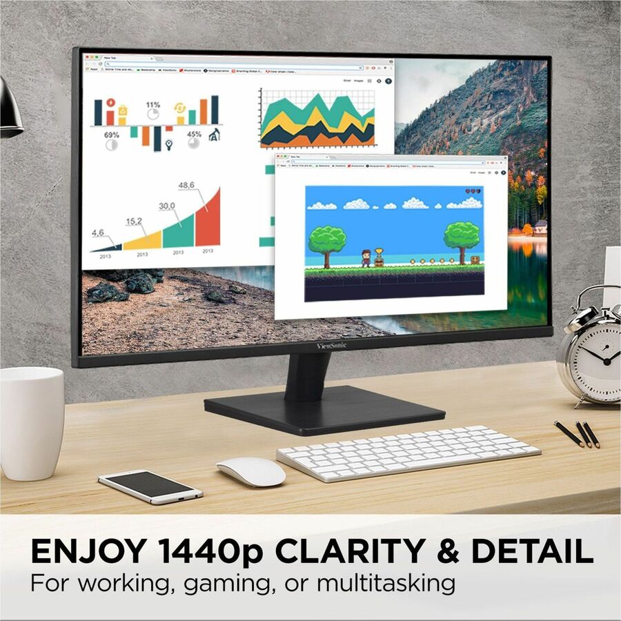 ViewSonic VA2715-2K-MHD 27 Inch 1440p LED Monitor with Variable Refresh Rate, Ultra-Thin Bezels, HDMI and DisplayPort Inputs for Home and Office — VA2715-2K-MHD
