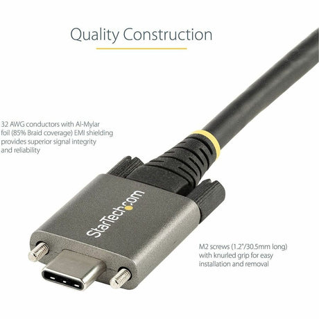 StarTech.com 3ft 1m Side Screw Locking USB C Cable 10Gbps, USB 3.1 Type-C Cable, 5A/100W PD, DP Alt Mode, Dual Screw Lock USB-C Cord — USB31CCSLKV1M