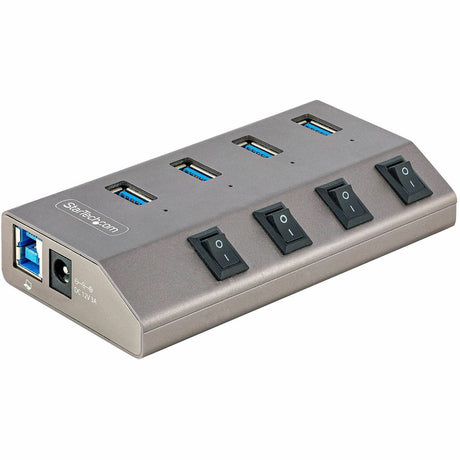 StarTech.com 4-Port Self-Powered USB-C Hub with Individual On/Off Switch, Desktop/Laptop USB-C to USB-A Hub, USB Type C Hub w/Power Supply — 5G4AIBS-USB-HUB-NA