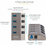 StarTech.com 4-Port Self-Powered USB-C Hub with Individual On/Off Switch, Desktop/Laptop USB-C to USB-A Hub, USB Type C Hub w/Power Supply — 5G4AIBS-USB-HUB-NA