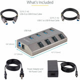 StarTech.com 4-Port Self-Powered USB-C Hub with Individual On/Off Switch, Desktop/Laptop USB-C to USB-A Hub, USB Type C Hub w/Power Supply — 5G4AIBS-USB-HUB-NA