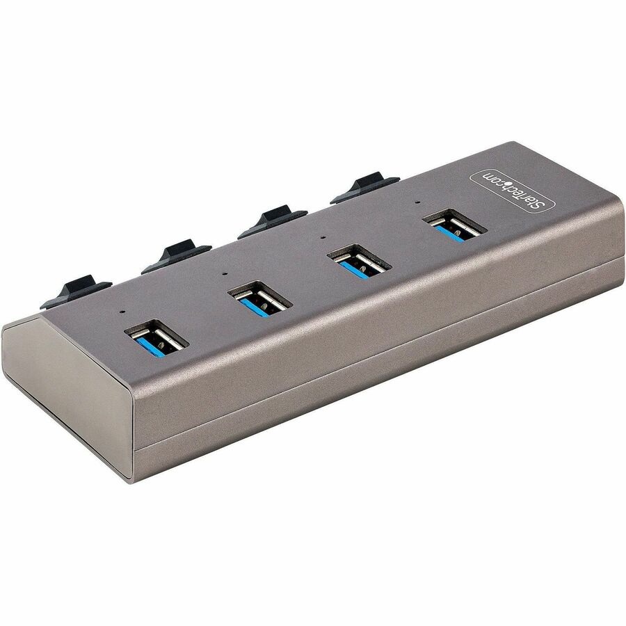 StarTech.com 4-Port Self-Powered USB-C Hub with Individual On/Off Switch, Desktop/Laptop USB-C to USB-A Hub, USB Type C Hub w/Power Supply — 5G4AIBS-USB-HUB-NA