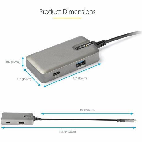 StarTech.com USB C Multiport Adapter, 4K 60Hz HDMI 2.0, 100W PD Pass-through, USB Hub, USB Type-C Mini Docking Station, 10" (25cm) Cable — DKT31CHPD3