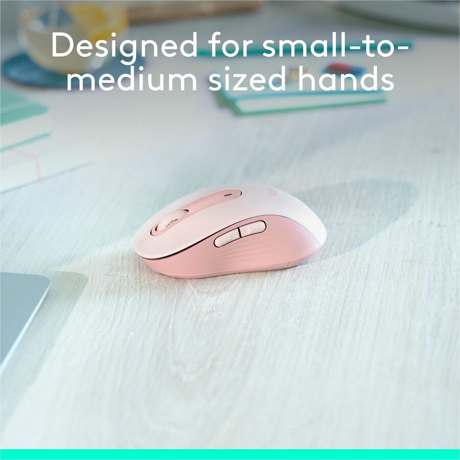 Logitech Signature M650 Wireless Mouse - For Small to Medium Sized Hands, 2-Year Battery, Silent Clicks, Rose — 910-006251