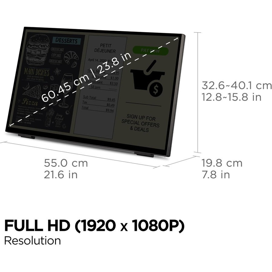 ViewSonic TD2465 24 Inch 1080p Touch Screen Monitor with Advanced Ergonomics, HDMI and USB Inputs — TD2465