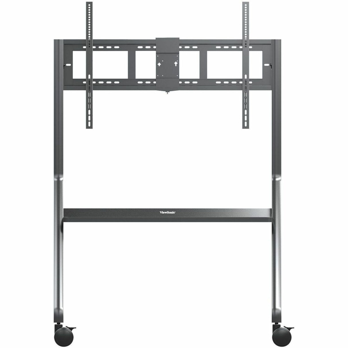 ViewSonic VB-STND-009 Slim Mobile TV Cart for 55 to 86 inch screens up to 265 lbs, VESA Pattern Compatible for 400x200 to 900x600mm, Storage Tray, and Lockable Wheels — VB-STND-009