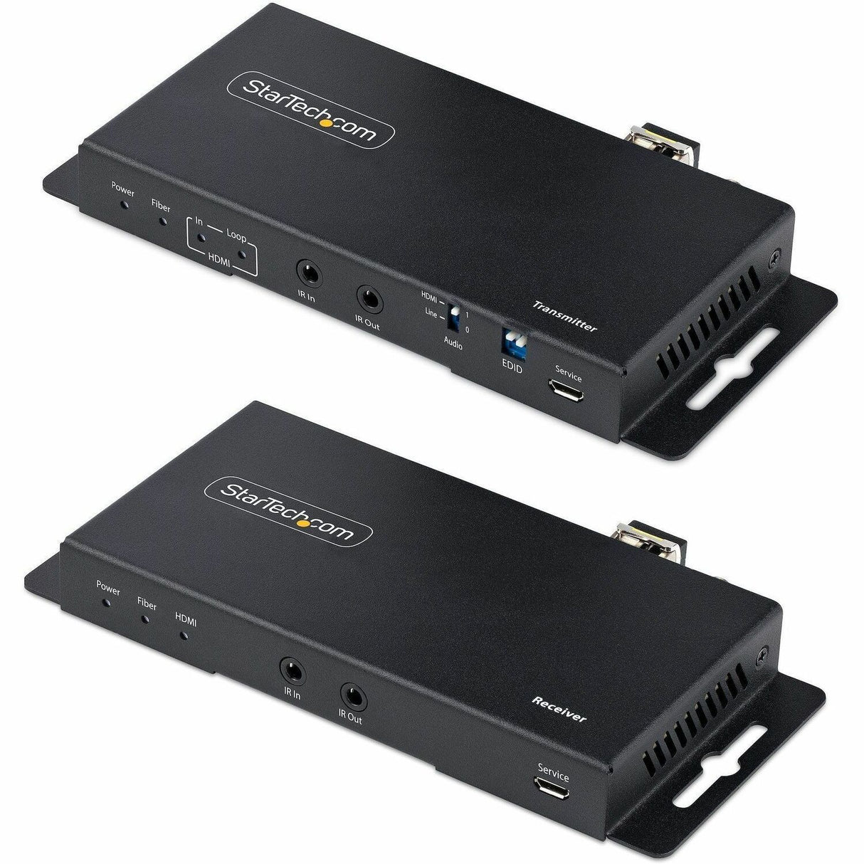 StarTech.com 4K HDMI over Fiber Extender Kit, 4K 60Hz, 3300ft (1km) Single Mode/1000ft (300m) Multimode LC Fiber Optic, HDR, IR Extender — ST121HD20FXA2