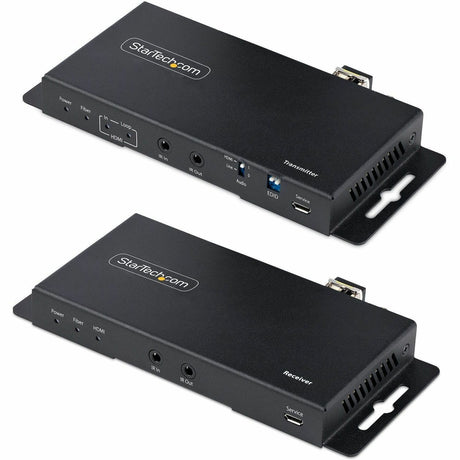 StarTech.com 4K HDMI over Fiber Extender Kit, 4K 60Hz, 3300ft (1km) Single Mode/1000ft (300m) Multimode LC Fiber Optic, HDR, IR Extender — ST121HD20FXA2