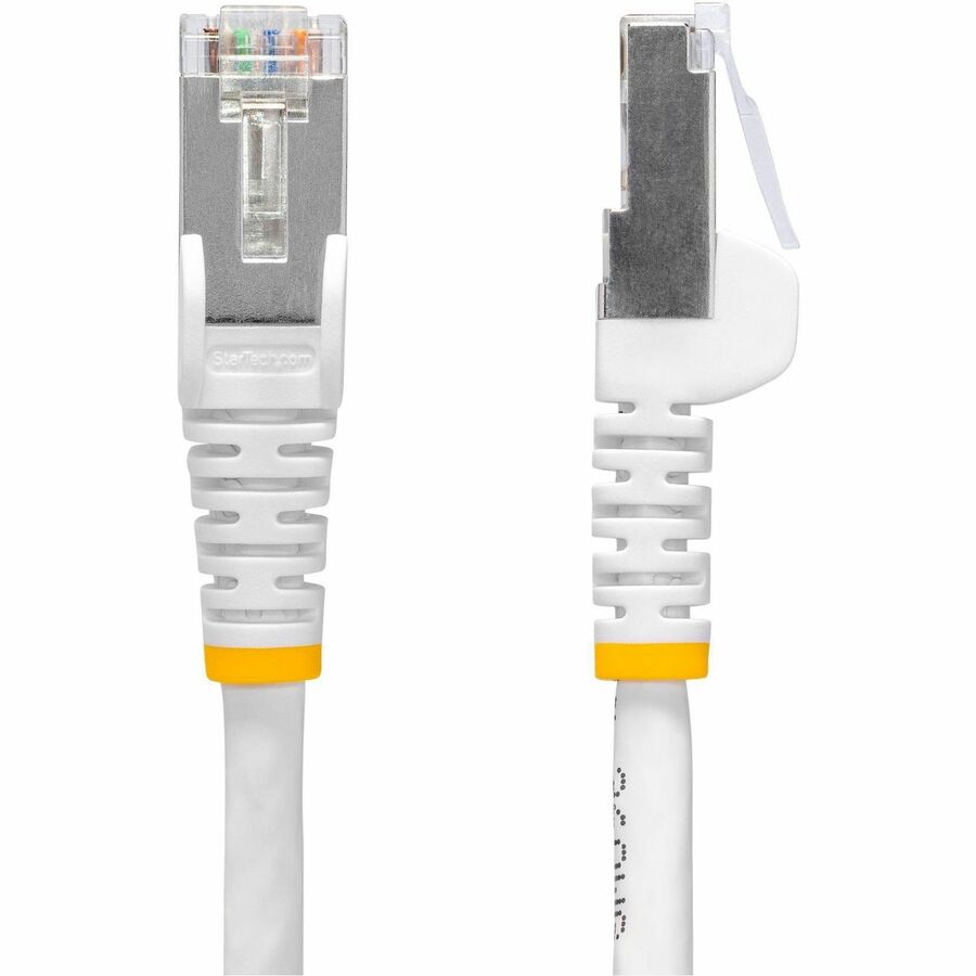 StarTech.com 1ft White CAT8 Ethernet Cable, Snagless RJ45, 25G/40G 2000MHz, 100W PoE, S/FTP, 26AWG Pure Bare Copper, LSZH Network Patch Cord — NLWH-1F-CAT8-PATCH