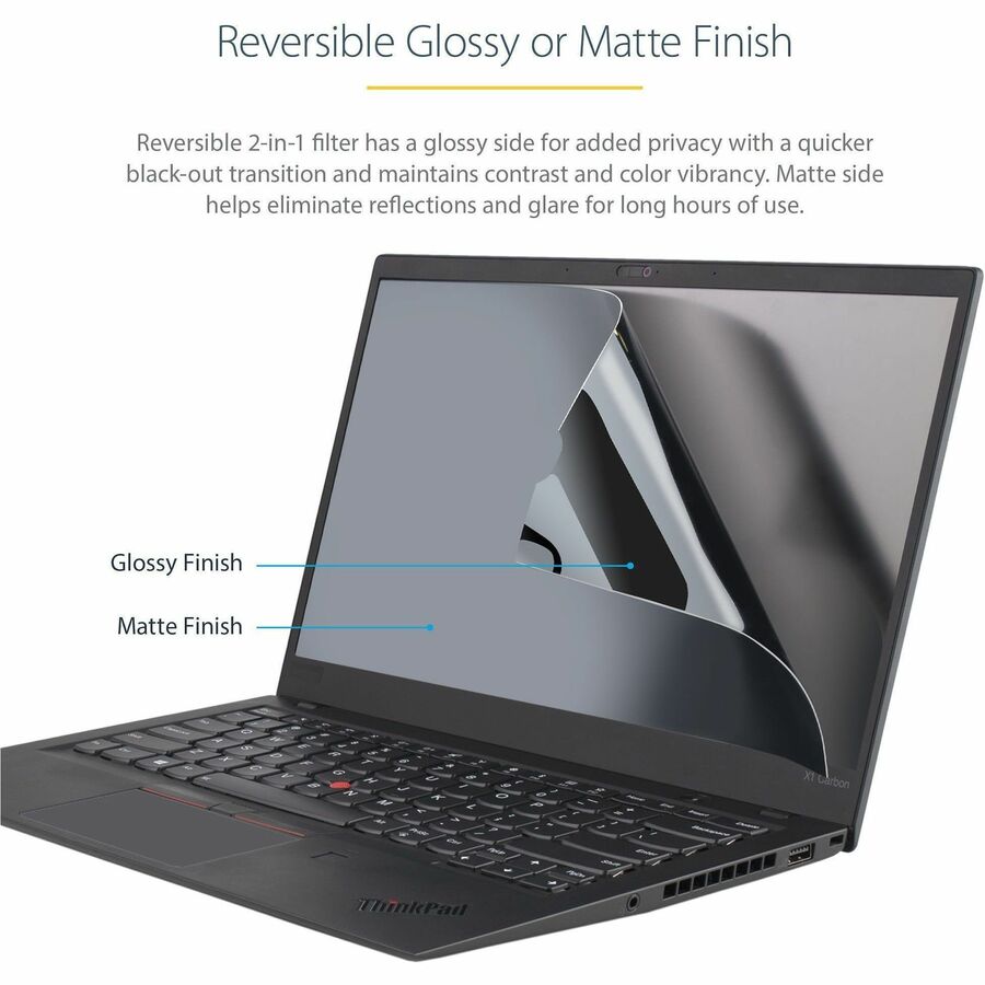 StarTech.com 14in Laptop Privacy Screen For 16:9 Displays, Anti-Glare Privacy Filter with 51% Blue Light Reduction, Matte/Glossy — 14L-PRIVACY-SCREEN