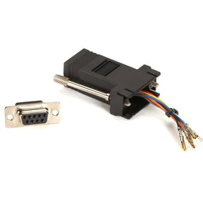 Black Box DB9 Female to RJ45F Modular Adapter Kit with Thumbscrews Black — FA4509F-BK