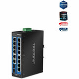 TRENDnet 16-Port Hardened Industrial Unmanaged Gigabit DIN-Rail Switch; TI-G162; 14 x Gigabit Ports; 2 x Gigabit SFP Slots;32Gbps Switching Capacity; IP30 Ethernet Network Switch; Lifetime Protection — TI-G162