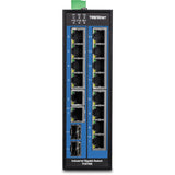 TRENDnet 16-Port Hardened Industrial Unmanaged Gigabit DIN-Rail Switch; TI-G162; 14 x Gigabit Ports; 2 x Gigabit SFP Slots;32Gbps Switching Capacity; IP30 Ethernet Network Switch; Lifetime Protection — TI-G162
