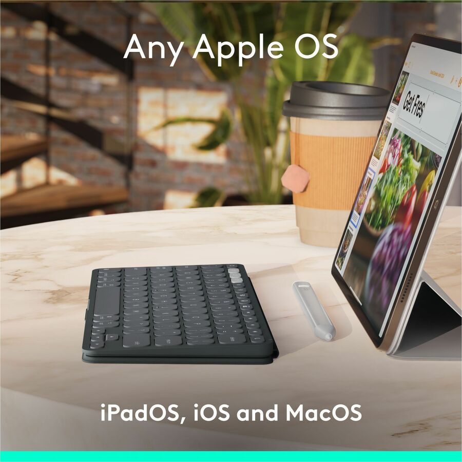 Logitech Keys-To-Go 2 Portable Wireless iPad Keyboard With Built-in Cover, Slim and Compact Wireless Keyboard for iPad, iPhone, Mac, and Apple TV, Easily Switch Between Devices (Graphite) — 920-012866