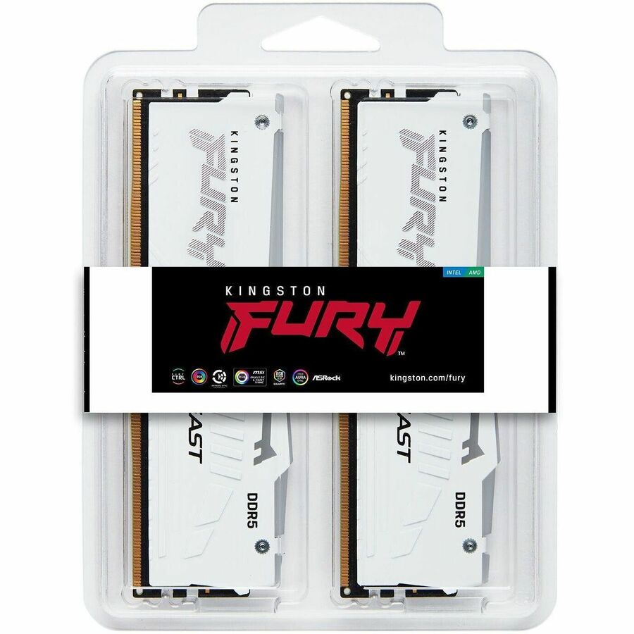 Kingston 32GB (2x16GB) DDR5 6000MT/s CL30 FURY Beast White RGB EXPO — KF560C30BWEAK2-32
