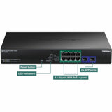 TRENDnet 10-Port Gigabit Web Smart PoE++ Switch, TPE-1020SB, 8 x Gigabit 95W PoE++ Ports, 2 Gigabit SFP Ports, 180W PoE Power Budget, Lifetime Protection, Black — TPE-1020SB