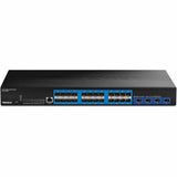 TRENDnet 28-Port Layer 2 Managed SFP Switch with 10G SFP+ Ports, TL2-F70284, 24 x Gigabit SFP Ports, 4 x 10G SFP+ Ports, Web Based Management, 128Gbps Switching Capacity, Lifetime Protection, Black — TL2-F70284