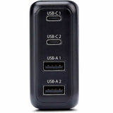 StarTech.com 100W USB-C Wall Charger, 2x USB-C, 2x USB-A, Fast Charging Portable GaN Power Adapter, PD 3.0, 6ft/1.8m USB-C to USB-C Cable — 2210GCN-WALL-CHARGER