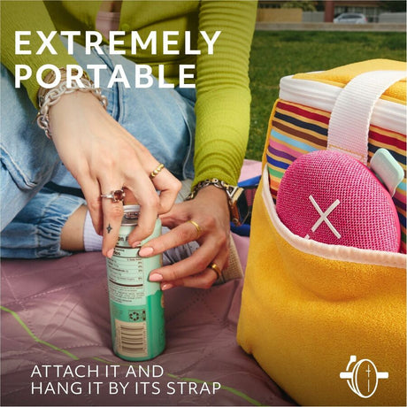 ULTIMATE EARS MINIROLL Ultra-Portable Waterproof Bluetooth Speaker, Big Bass, IP67 Dustproof, 131 ft (40 m) Range - Calming Pink — 984-002033