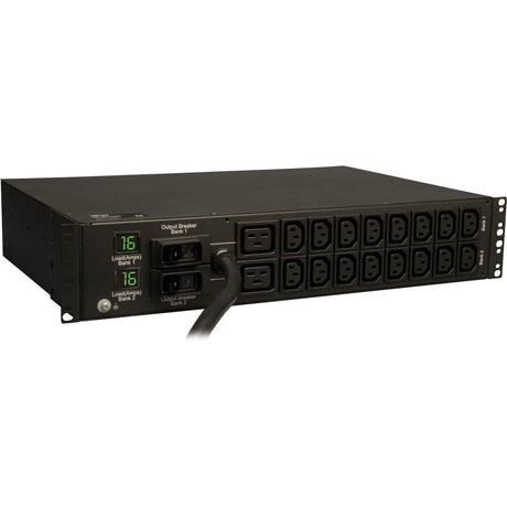 Eaton Tripp Lite Series 7.4kW Single-Phase Local Metered PDU, 230V Outlets (2-C19, 16-C13), IEC-309 230V 32A Blue, 12 ft. (3.66 m) Cord, 2U Rack-Mount, TAA — PDUMH32HV