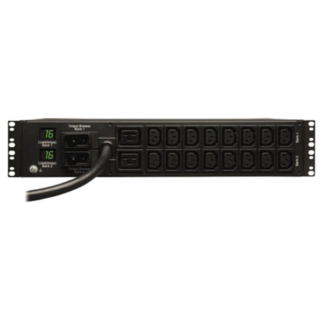 Eaton Tripp Lite Series 7.4kW Single-Phase Local Metered PDU, 230V Outlets (2-C19, 16-C13), IEC-309 230V 32A Blue, 12 ft. (3.66 m) Cord, 2U Rack-Mount, TAA — PDUMH32HV