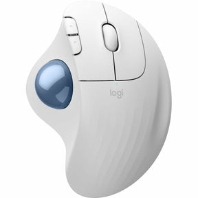 Logitech ERGO M575S Wireless Trackball Mouse, Wireless Ergonomic Mouse With Bluetooth and Encrypted Dongle, Comfortable Thumb Control, Precise and Smooth Tracking, for PC/Mac (Off-white+Blue Ball) — 910-007028