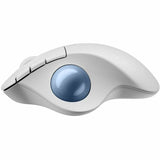 Logitech ERGO M575S Wireless Trackball Mouse, Wireless Ergonomic Mouse With Bluetooth and Encrypted Dongle, Comfortable Thumb Control, Precise and Smooth Tracking, for PC/Mac (Off-white+Blue Ball) — 910-007028