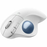 Logitech ERGO M575S Wireless Trackball Mouse, Wireless Ergonomic Mouse With Bluetooth and Encrypted Dongle, Comfortable Thumb Control, Precise and Smooth Tracking, for PC/Mac (Off-white+Blue Ball) — 910-007028