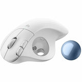 Logitech ERGO M575S Wireless Trackball Mouse, Wireless Ergonomic Mouse With Bluetooth and Encrypted Dongle, Comfortable Thumb Control, Precise and Smooth Tracking, for PC/Mac (Off-white+Blue Ball) — 910-007028