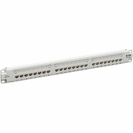 Eaton Tripp Lite Series 24-Port Cat6 Patch Panel - 4PPoE Compliant, 110/Krone, 568A/B, RJ45 Ethernet, 1U Rack-Mount, White, TAA — N252-P24-WH