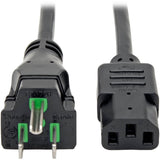 Eaton Tripp Lite Series Hospital-Grade Power Cord, NEMA 5-15P to C13 - Green Dot, 15A, 125V, 14 AWG, 25 ft. (7.62 m), Black — P006-025-HG15