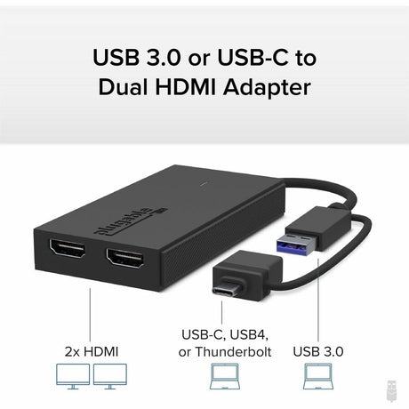 Plugable Dual Monitor Adapter for M1/M2/M3/M4 macOS Systems, Windows, ChromeOS. Broad Compatibility — UGA-HDMI-2S
