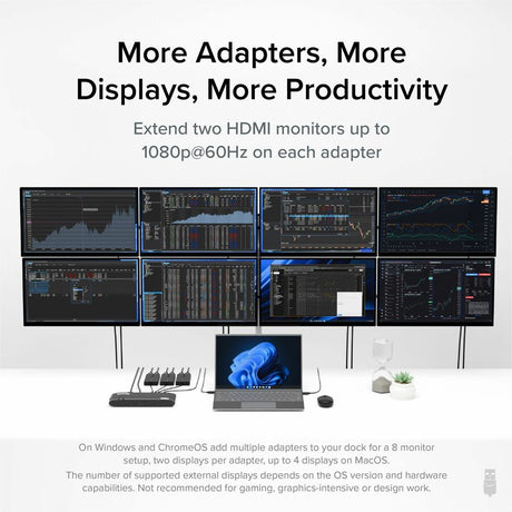 Plugable Dual Monitor Adapter for M1/M2/M3/M4 macOS Systems, Windows, ChromeOS. Broad Compatibility — UGA-HDMI-2S