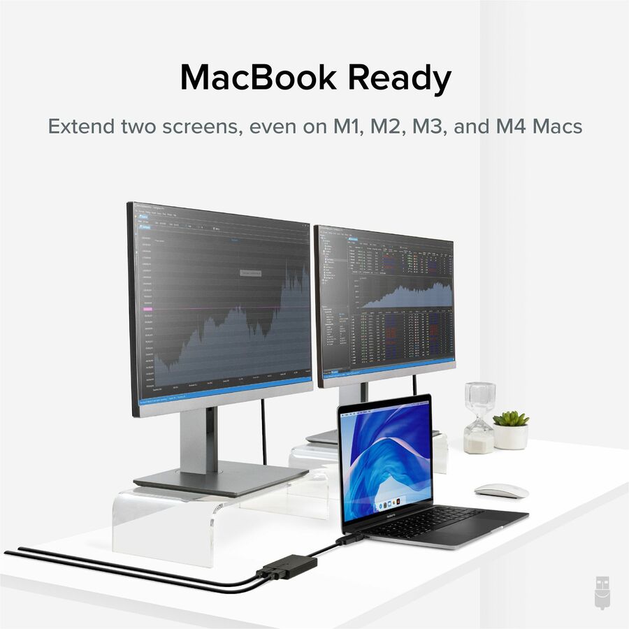 Plugable Dual Monitor Adapter for M1/M2/M3/M4 macOS Systems, Windows, ChromeOS. Broad Compatibility — UGA-HDMI-2S