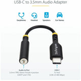 StarTech.com 5in (12.7cm) USB-C Audio Adapter to 3.5mm Headphone/Headset Jack, USB Type-C Aux Dongle, 32-bit DAC, For Laptop/Phone/Tablet — USBCAUDIO2