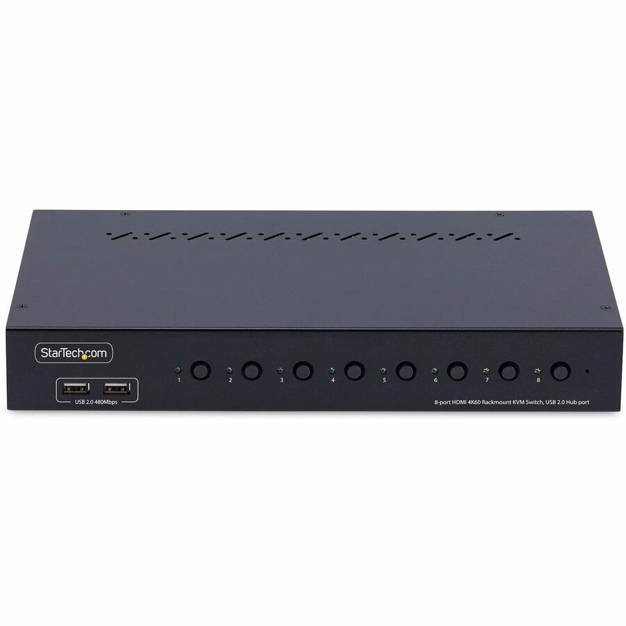 StarTech.com 8-Port HDMI KVM Switch with 1U Rack Mount Kit, 4K 60Hz HDMI 2.0, Push-Button & Hotkey Switching, TAA Compliant — R8AH202-KVM-SWITCH