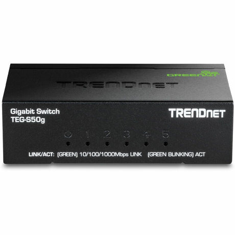 TRENDnet 5-Port Mini Gigabit Switch, TEG-S50g, GREENnet Technology, NDAA + TAA Compliant, Desktop Metal Ethernet Network Switch, 5 x Gigabit Ports, Fanless, Lifetime Protection, Black — TEG-S50G