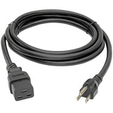 Eaton Tripp Lite Series Computer Power Cord, C19 to NEMA 5-15P - Heavy-Duty, 15A, 125V, 14 AWG, 10 ft. (3.05 m), Black — P034-010